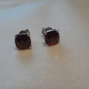 Blue Nile garnet and sterling silver earrings.